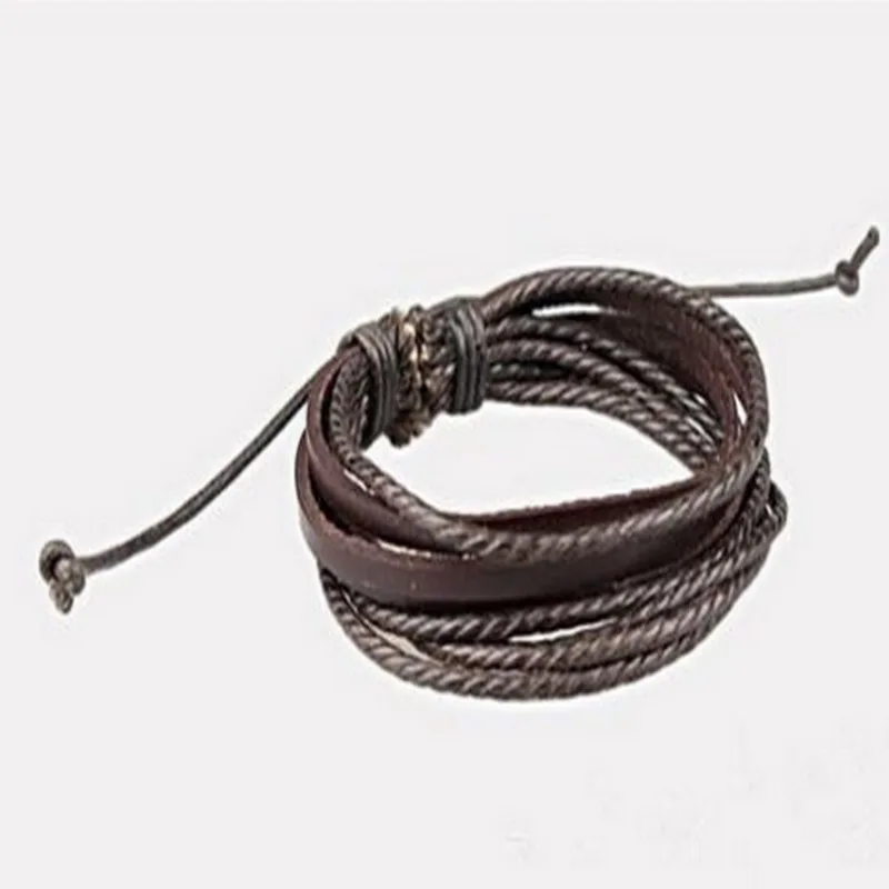 Высококачественный многослойный браслет из вощеной веревки плетеный кожаный