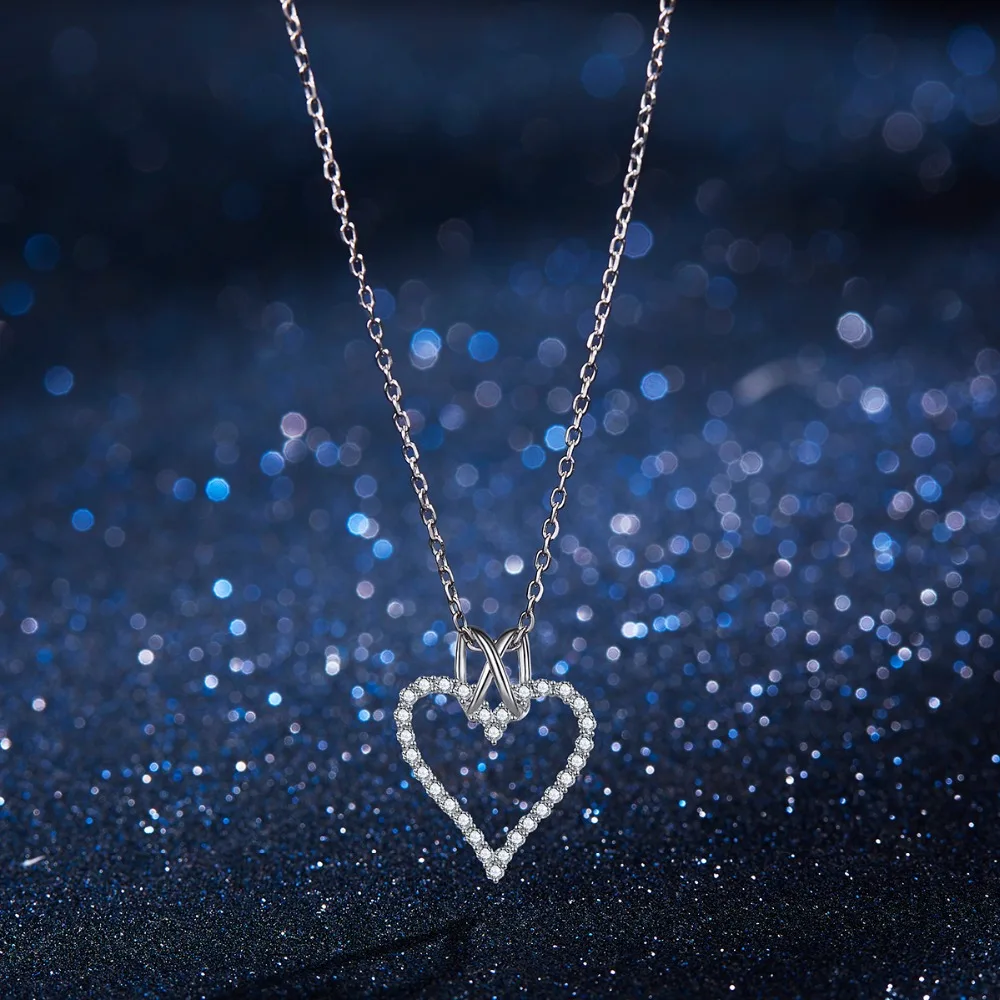 

Fashion Love Heart Necklace Silver 925 Pendant Necklaces for Women Chain Wedding Necklace Girl Gift Jewelry