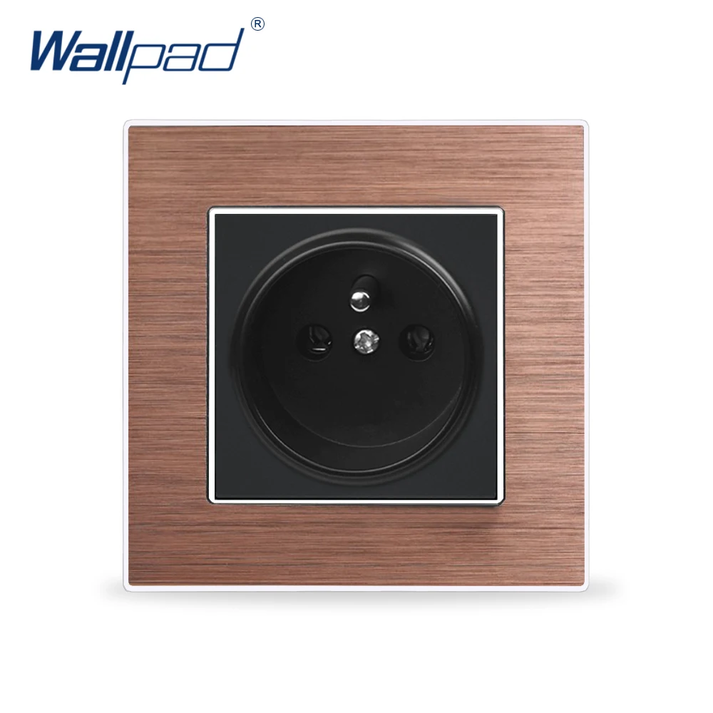 ЕС 2 Pin французская розетка Wallpad Роскошные атласные металла Панель EU Электрический настенный Мощность розетка электрические розетки для дома