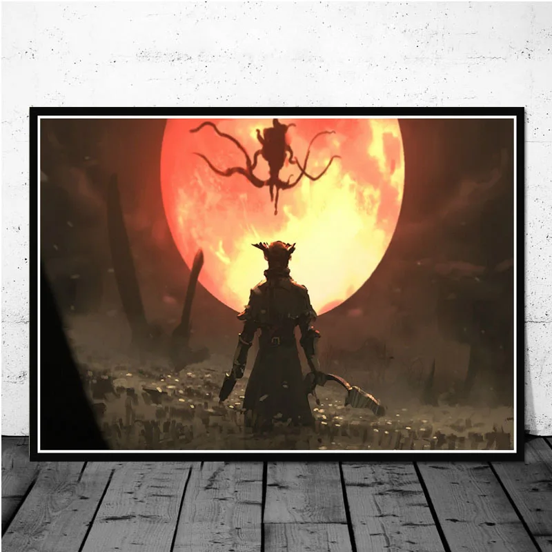 0019 Игра Bloodborne Hunter Горячая видео игра Аниме бой художественный постер Картина Настенная картина домашний декор плакаты и принты - Цвет: 0019