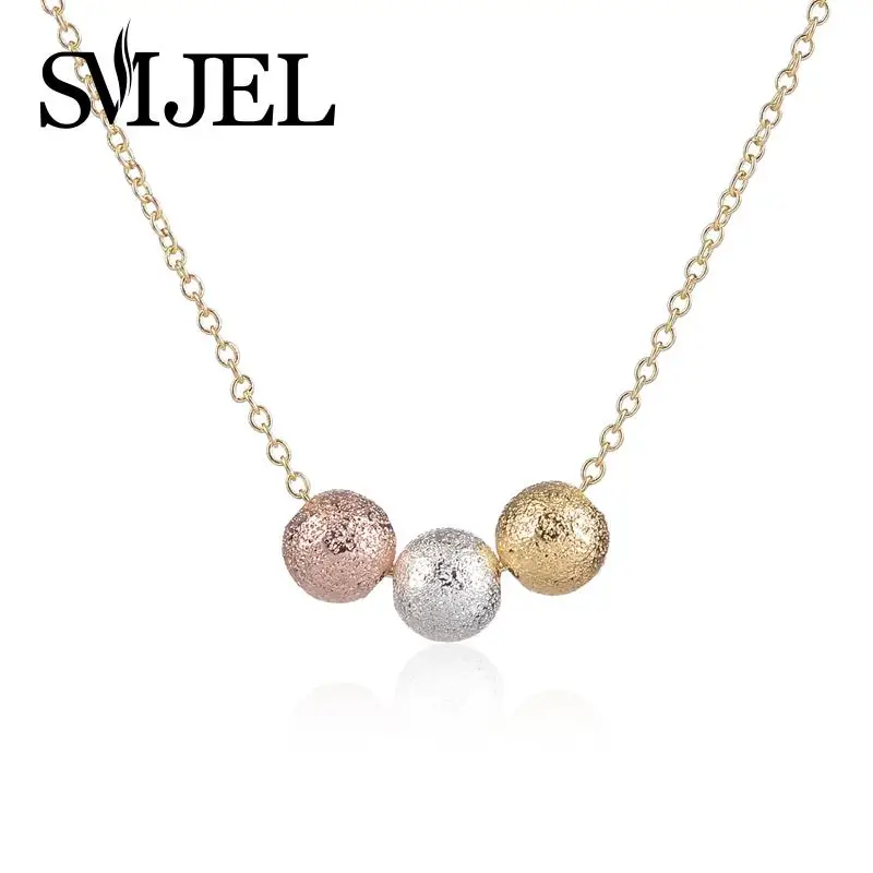 

SMJEL, классическое красивое 3-х цветное ожерелье с шариками, сферическое ожерелье для женщин N086