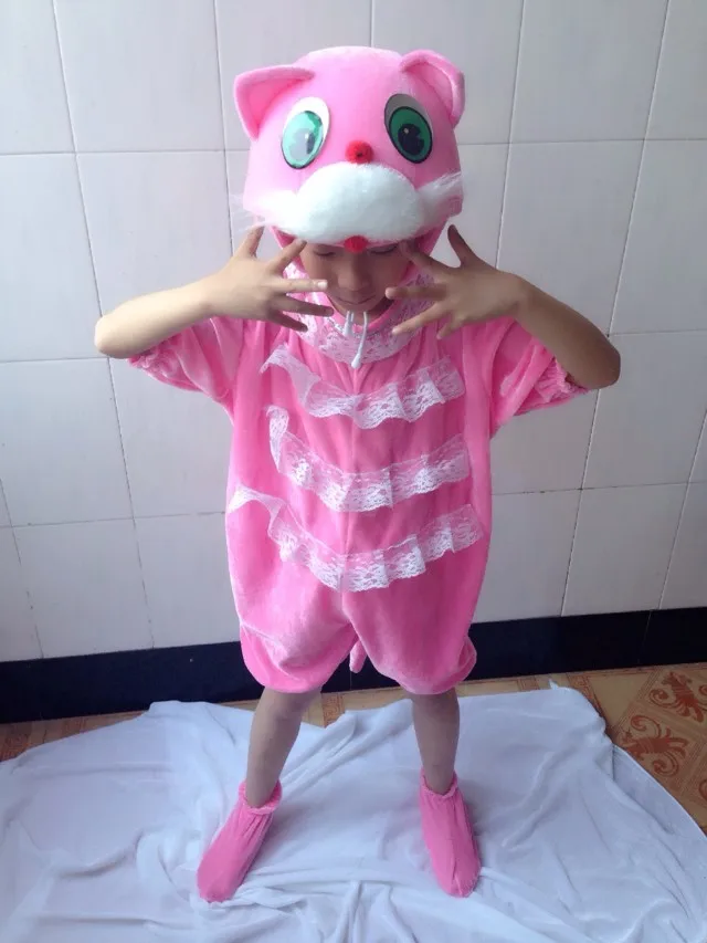 Детская одежда для косплея с изображением розового кота танцевальные костюмы