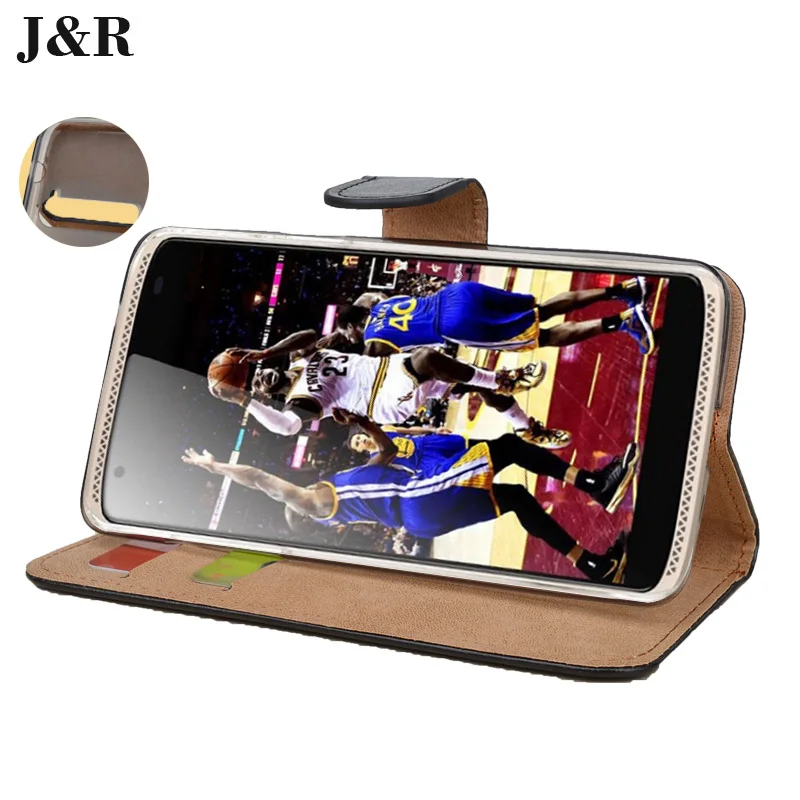 Кожаный чехол J & R для zte Axon Mini телефона s книжка в стиле книги черный цвет 4
