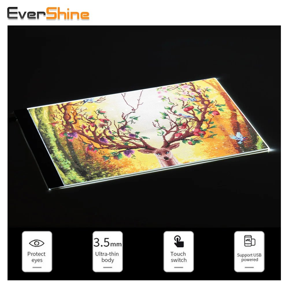 Evershine затемнения A4 светодиодный копию доска Алмазная вышивка свет Планшеты