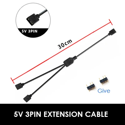 AURA дргб 1TO 2/3/4 и 5V 3PIN кабель расширения для MSI, ASUS материнская плата, двойной женский 3PIN порт, сплитер, VDG gigabyte кабель - Цвет лезвия: 30cm 1 to 2 cable