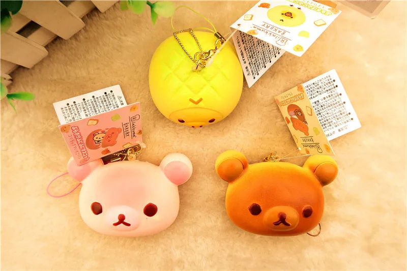 1PC Rikalluma Decocase 1 шт. Kawaii японское аниме мягкий медленно поднимающийся брелок еда пекарня хлеб булочка тост медведь овца Шиба собака Телефон ремешок с подвеской - Цвет: 1PC Rikalluma