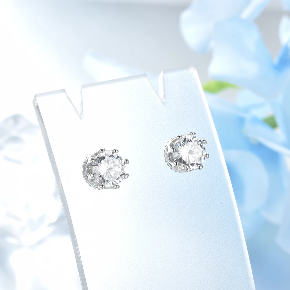 LZESHINE 100% 925 Sterling Silver CZ Stud Earrings для Для женщин ювелирные изделия Классический Princess