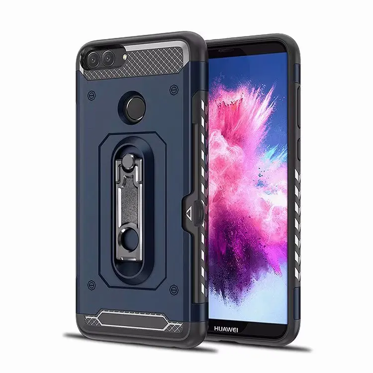 Navy Чехол для huawei P Smart Cover, противоударный чехол с подставкой и отделением для карт, мягкий чехол для huawei P Smart, FIG-LX1, LX2, чехол kimTHmall - Цвет: Navy