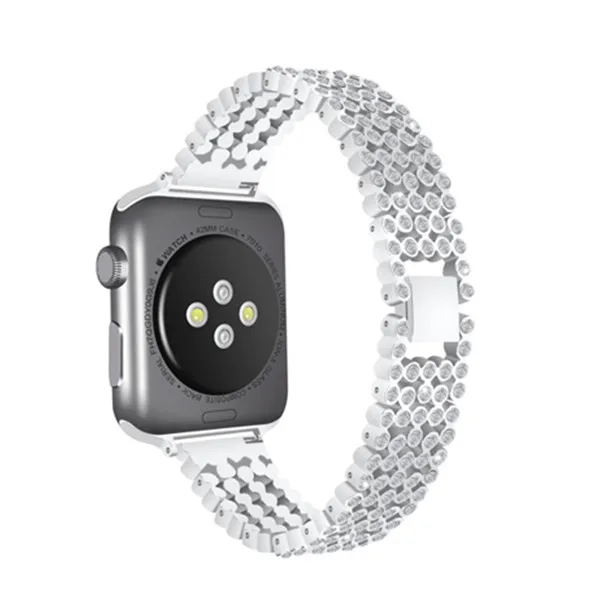 silver Роскошный Алмазный ремешок для apple watch band apple watch 5 4 3 band 44 мм 40 мм Стильный Кристалл iWatch 5 4 3 42 мм/38 мм браслет ремень - Цвет ремешка: silver