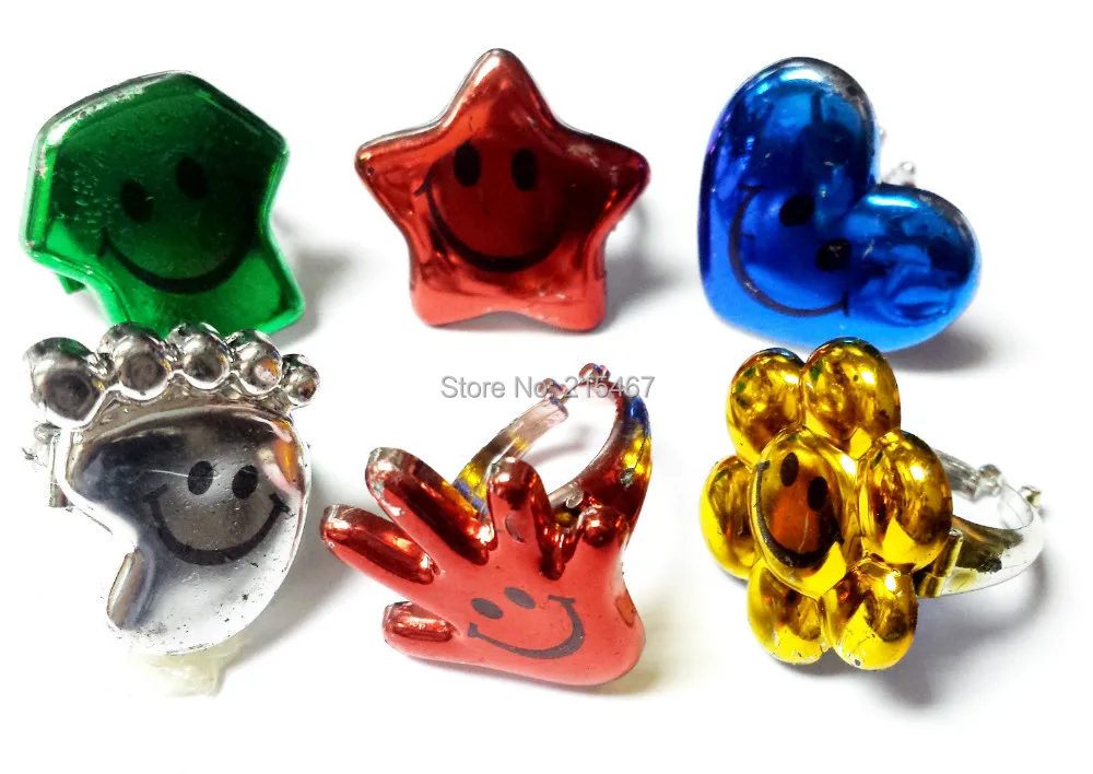 24X красочные кольца с улыбкой 6 различных дизайнов R657A принцесса девочка день