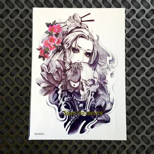 Временные татуировки, 1 шт., новый дизайн, череп смерти, наклейки GQS-A033 мужской боди-арт, живопись, розы, Японские Женские татуировки