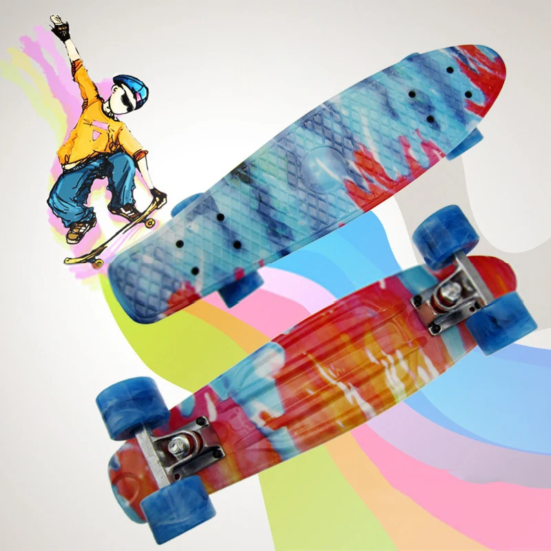 

22" Retro Cruiser peny board printed mini skateboard skate scooter skateboarding board 4 wheel skates longboard truck skate CL19