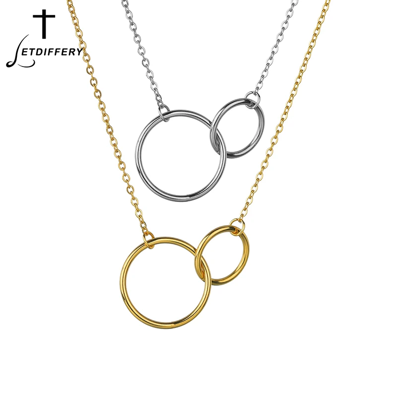 Простые женские летние ожерелья Letdiffery с двумя кругами золотые вечерние