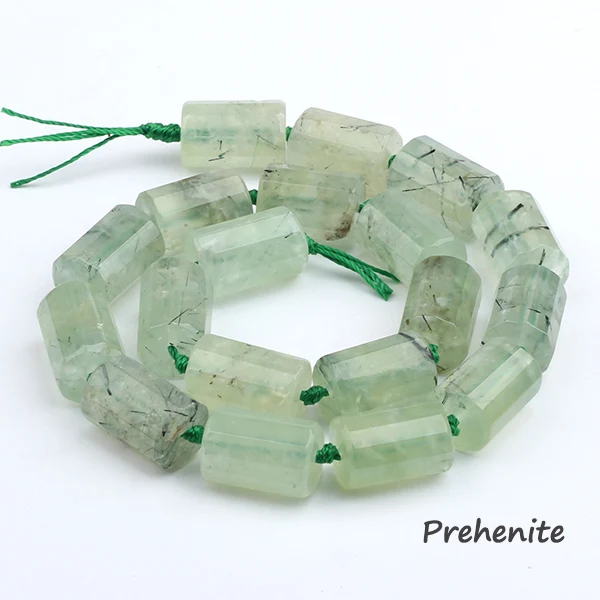 Prehnite 1 прядь, 20 бусин, натуральный Амазон, роза, тигровый глаз, кварц, граненый, цилиндрическая форма, кристалл, ювелирный цилиндр, d-образный бисер - Цвет: Prehnite