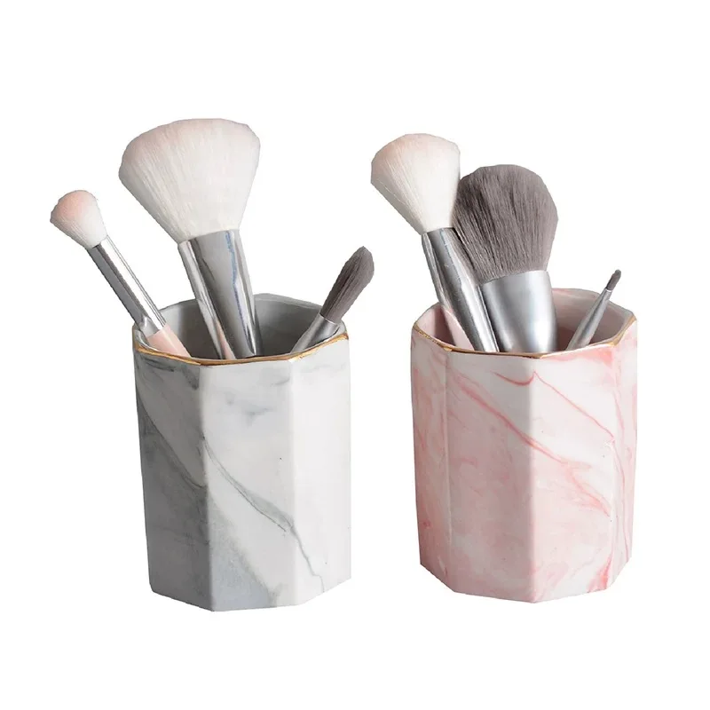 

Multi-Purpose Marble Pattern Storage Holder Cosmetic Brush Makeup Holder Ceramic Pencil Bucket Pen Storage Rack Container
