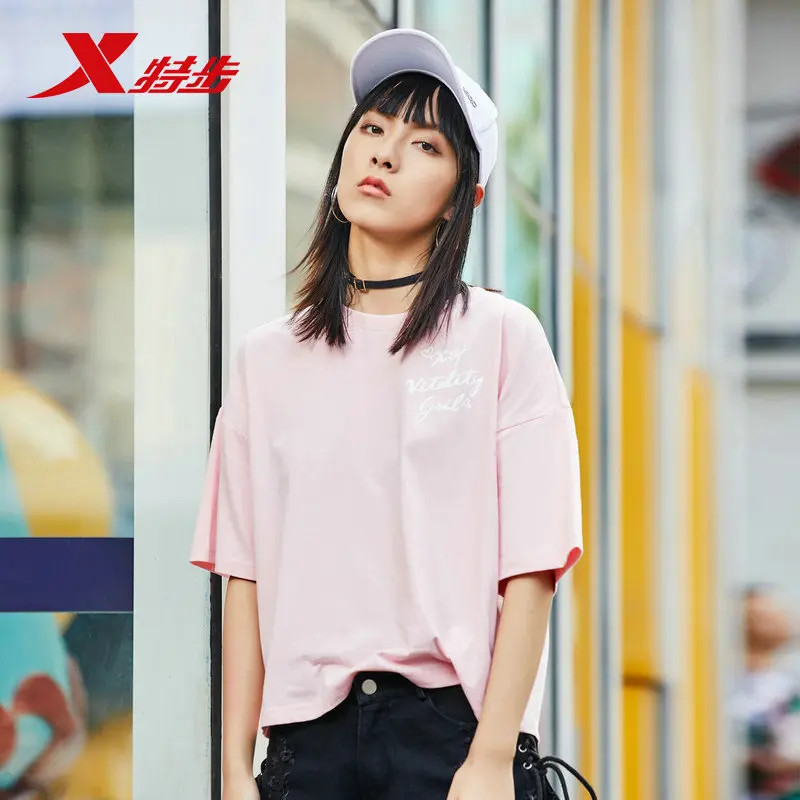 Женские Летние повседневные футболки Xtep женские летние с буквенным принтом