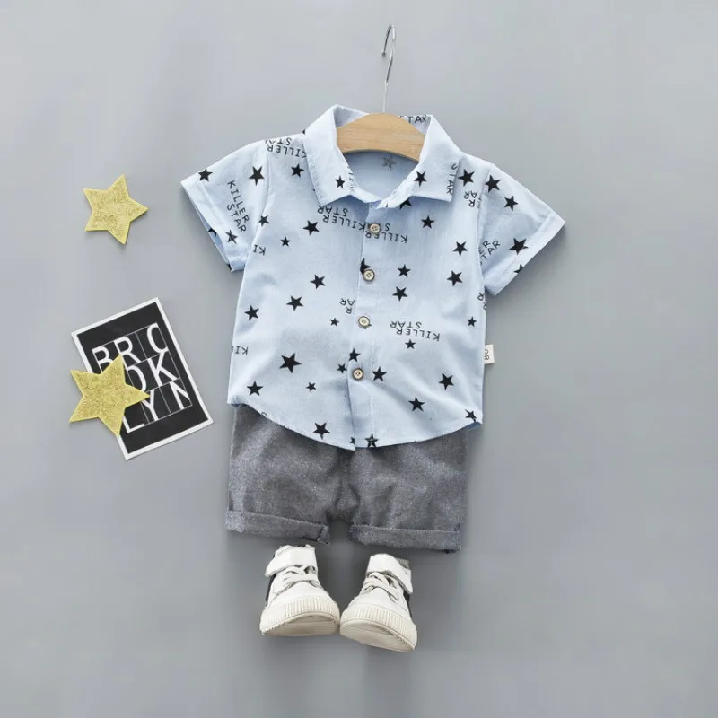 Summer new born baby boy clothes set shirt+Short pants 2pcs Infant Gentleman Suit newborn |