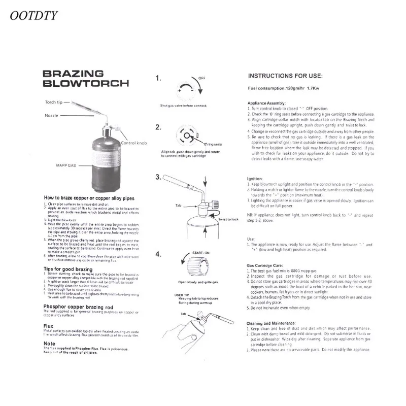

OOTDTY Portable Gas Turbo Torch Propane Brazing Plumbing Gun Fire Lighter Welding Tool