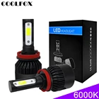Светодиодные автолампы COOLFOX, для фар с турбонаддувом, H7 9005 9006 hb4 H1 H8 H11 H4, 12 В, 72 Вт, 36 Вт, 8000 лм