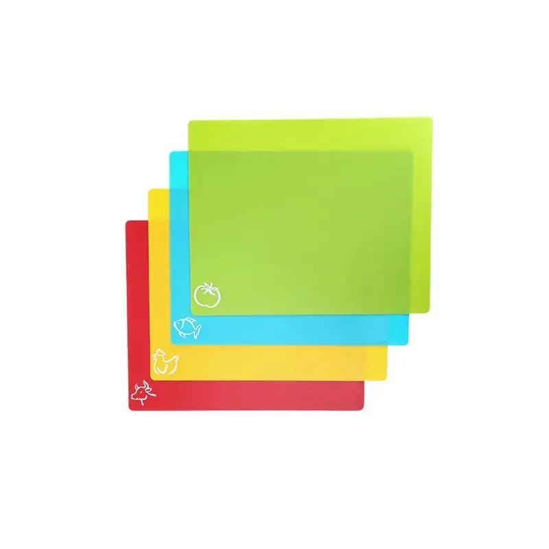 

4pcs Plastic Skid-proof Cutting Board Food Grade Chopping Board with Food Icons