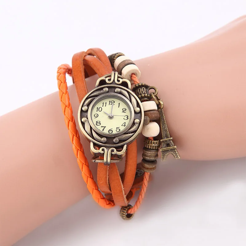 Высококачественные классические винтажные кварцевые часы унисекс с Эйфелевой