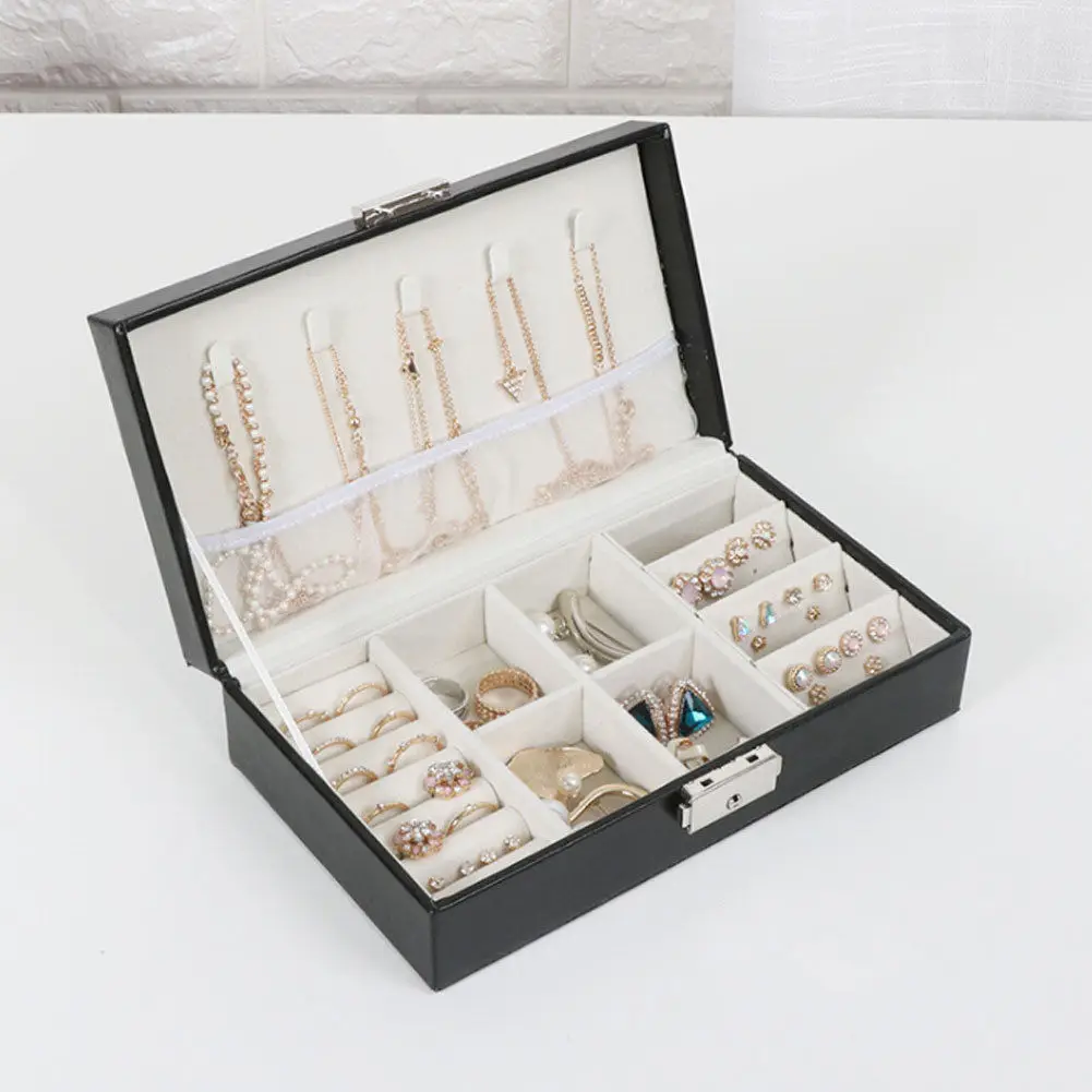 New Fashion Style Women PU Leather Solid Lock Portable Jewelry Box Travel Packaging Storage Organizer | Багаж и сумки
