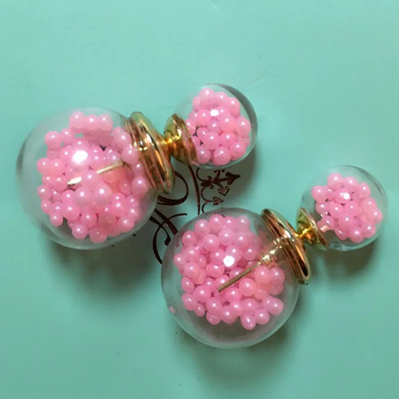 2016 корейские новые модные женские Двухсторонние серьги-гвоздики с пенными