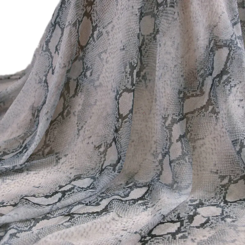 serpentine printed silk soft chiffon fabric snake skin thin for dress long beach clothing tissue | Дом и сад