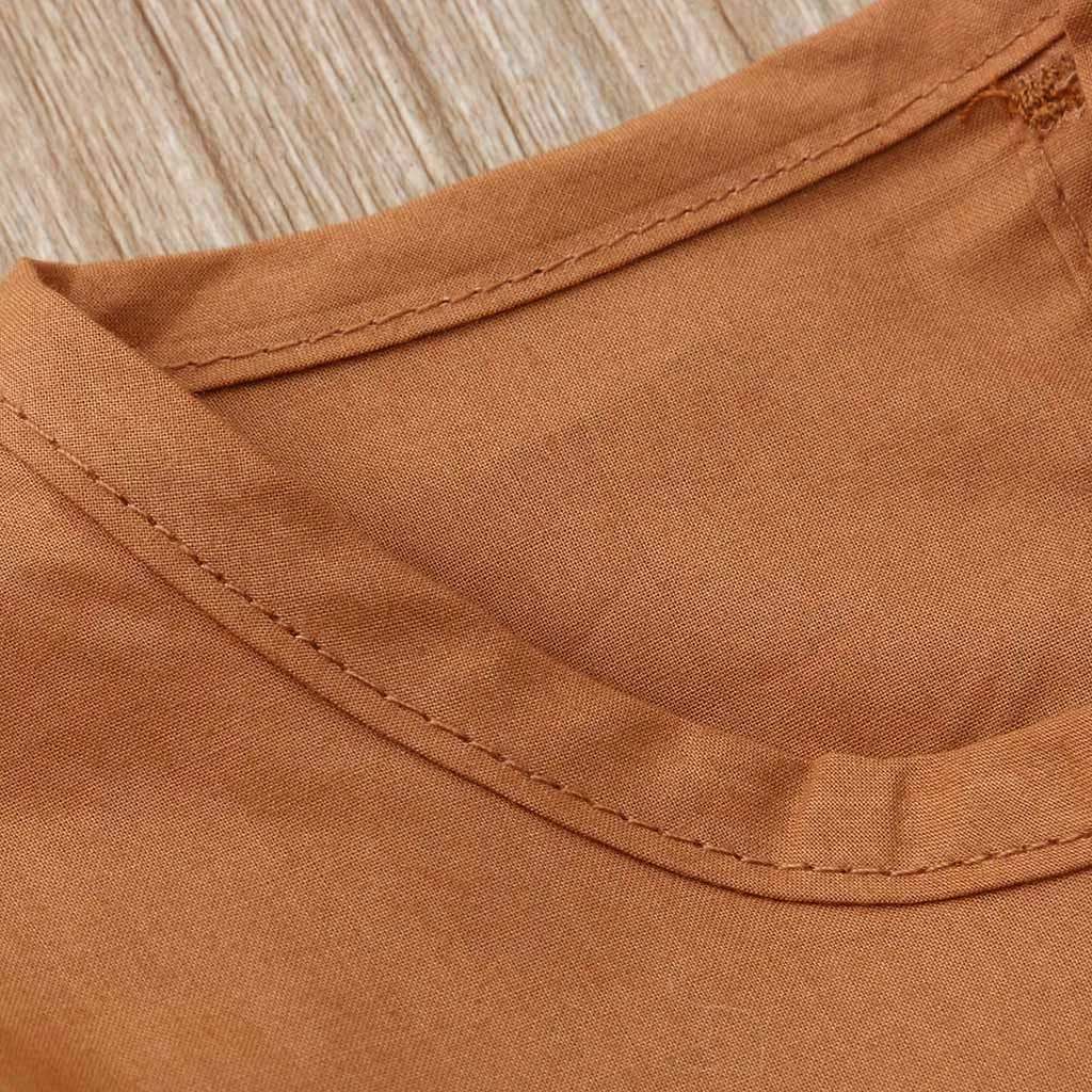 Летние платья с рукавами три четверти для маленьких девочек однотонное платье