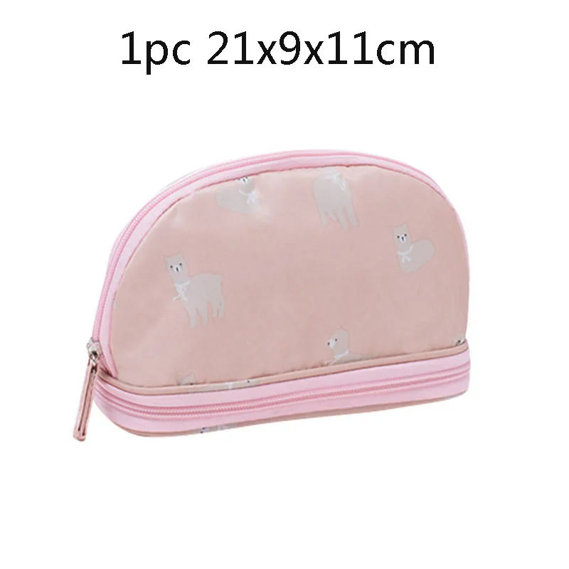 pink Loozykit сумки для хранения косметики портативный печати с большой емкости двойной слой для путешествий Сумки Макияж Orgnizer контейнер - Цвет: pink