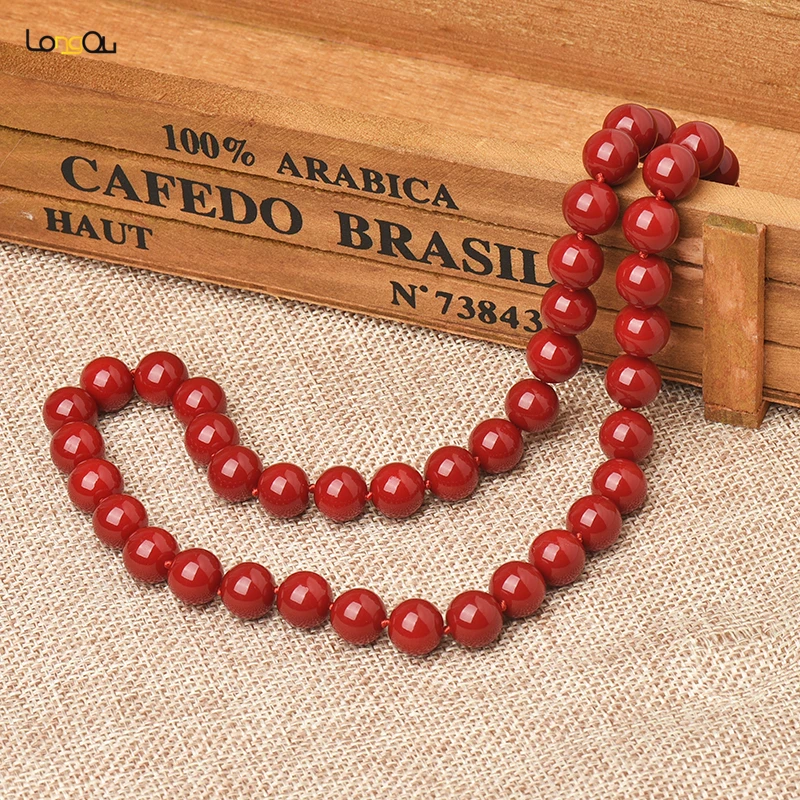 New high quality natural stone deep red coral beads round loose 10mm for DIY18 inch necklace jewelry making | Украшения и