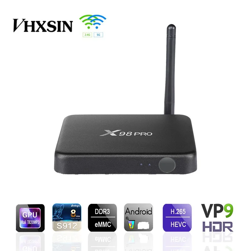 VHXSIN 10PCS/LOT X98 PRO Smart TV Box 3GB 32GB Android 7.1 Amlogic S912 Octa Core 2.4G/5GHz | Электроника