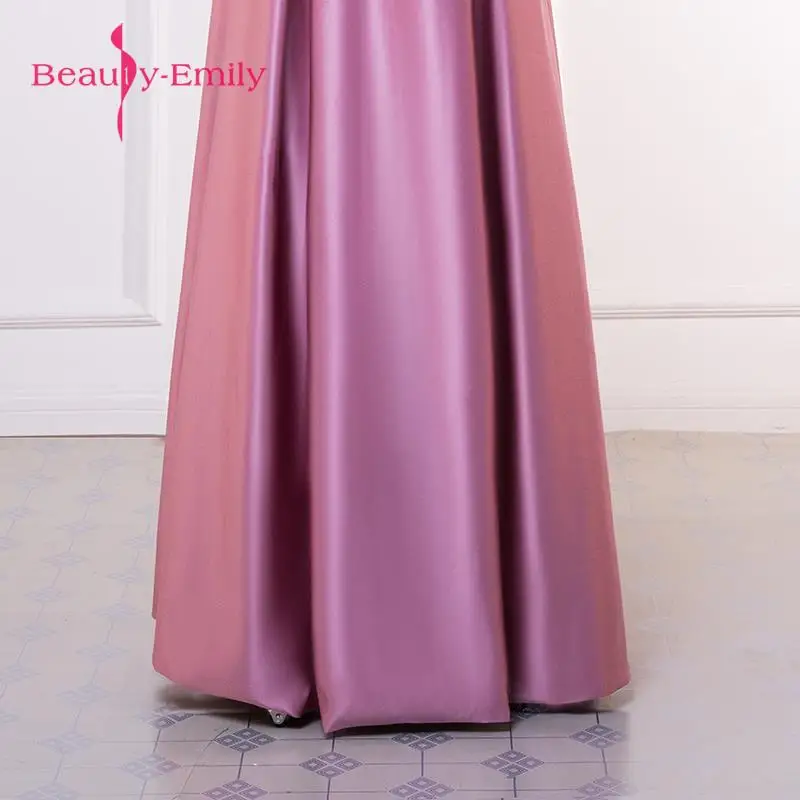 Beauty Emily, длинные кружевные темно-розовые вечерние платья,, трапециевидные, длиной до пола, Формальные платья для выпускного вечера, светоотражающее платье