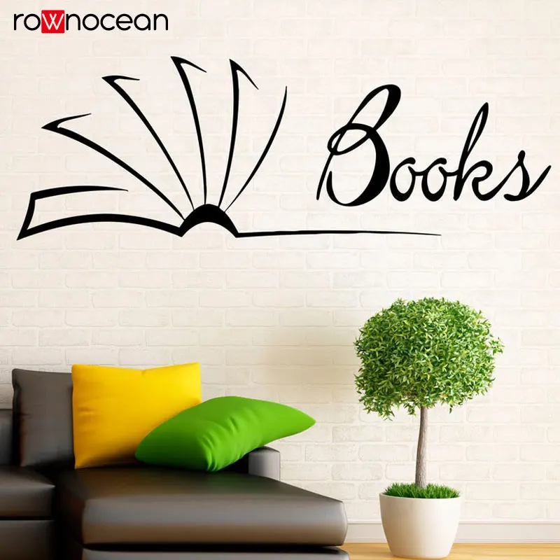 

Books Wall Stickers Reading Room Library Interior Housewares Design Bedroom Home Decor Vinyl Decals Art Mural Kids Room 3440