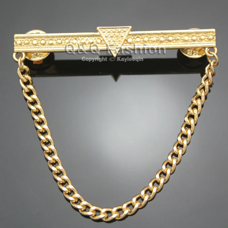 Мужская Золотая треугольная цепь в горошек рубашка воротник галстук нагрудный