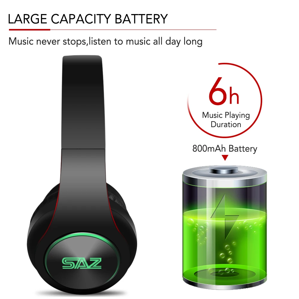 SAZ-414 Bluetooth наушники спортивные светящиеся крутые Беспроводные с микрофоном для