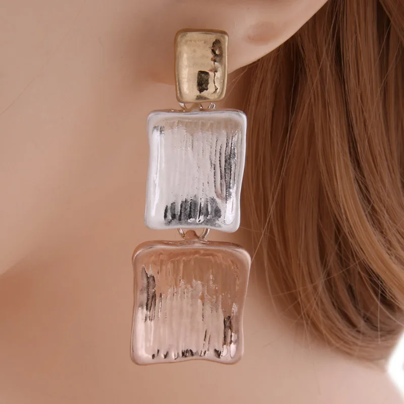 NeeFu WoFu висячие серьги из цинкового сплава ретро металлические золотые большие