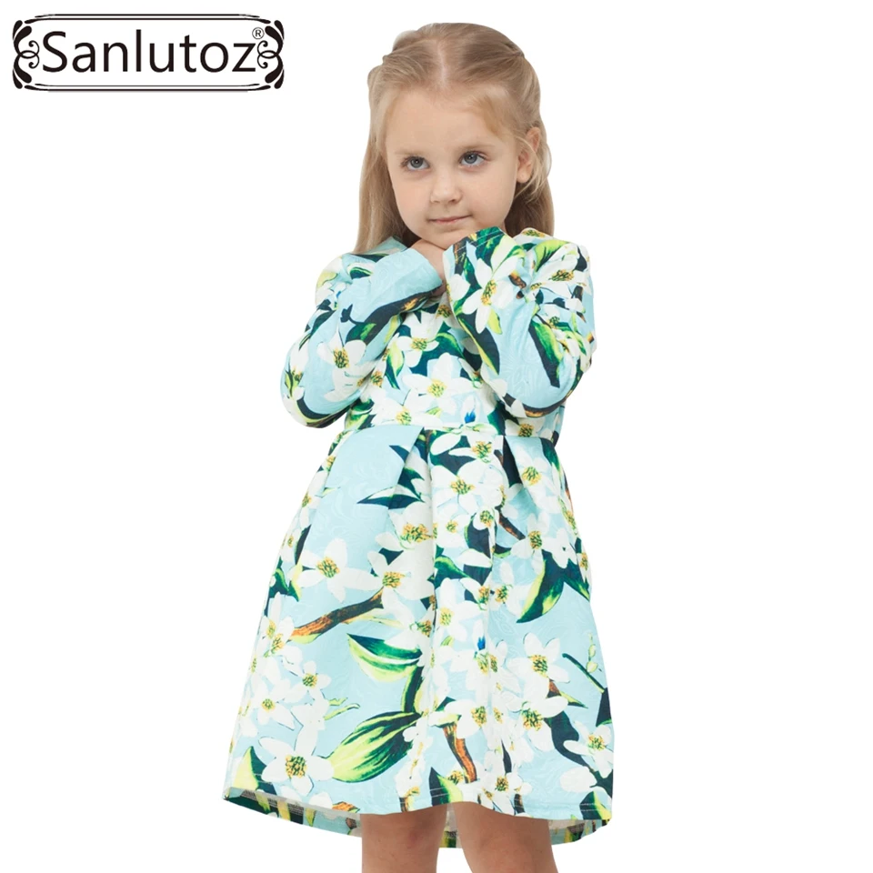Платье для девочек с цветочным принтом зима 2016 детская одежда брендовая детское