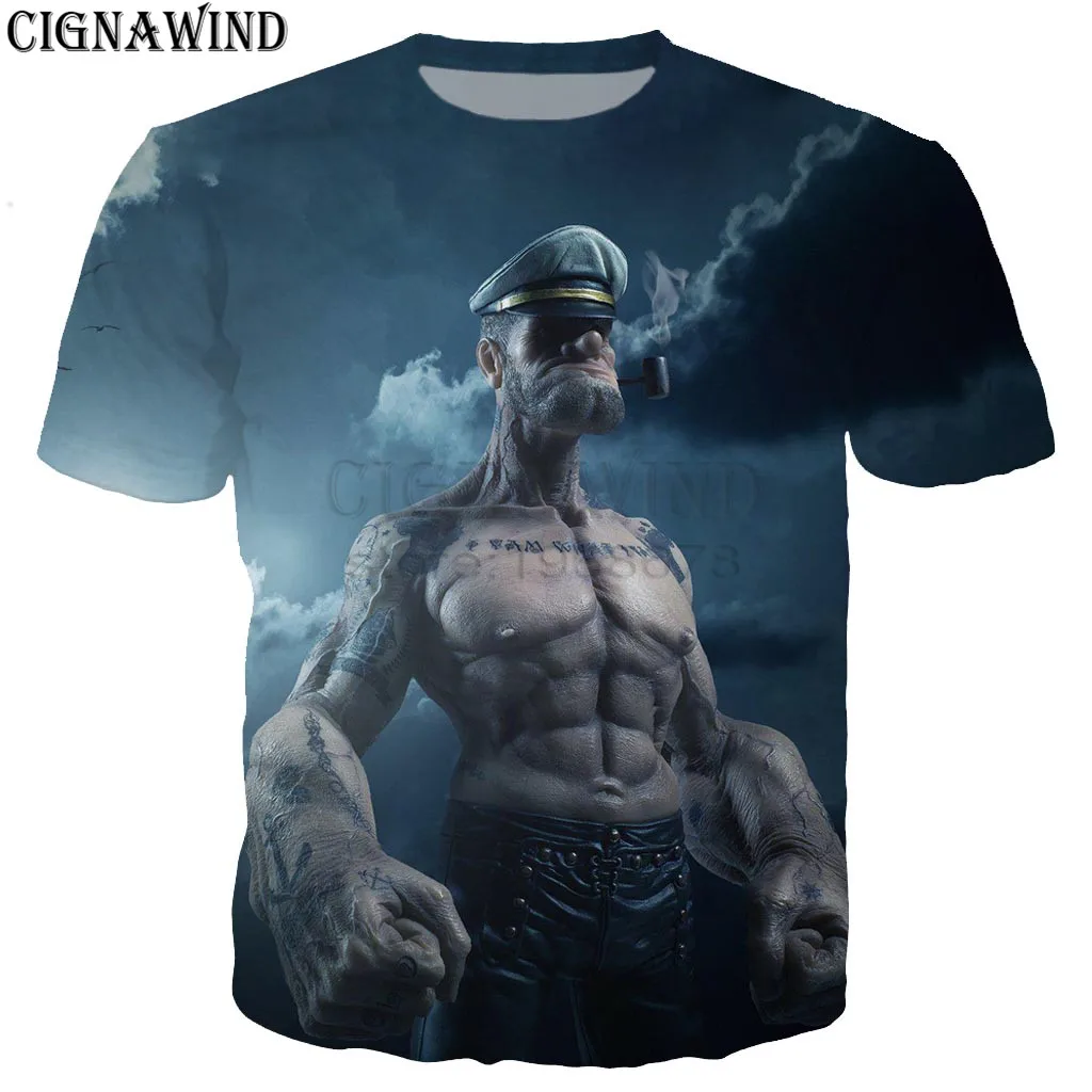 10 Модная дизайнерская футболка с мультяшным аниме Popeye для мужчин/женщин, футболки с 3D принтом, унисекс, футболка в стиле Харадзюку, уличная одежда, топы - Цвет: 10