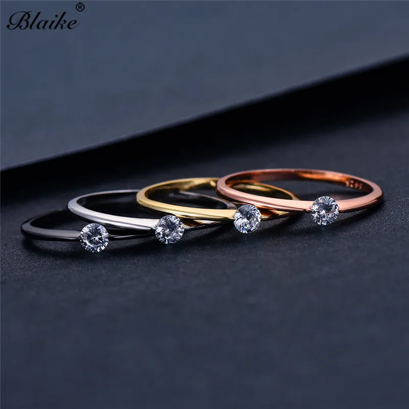 Blaike 925 Серебряные кольца для женщин укладки минималистский обручальные