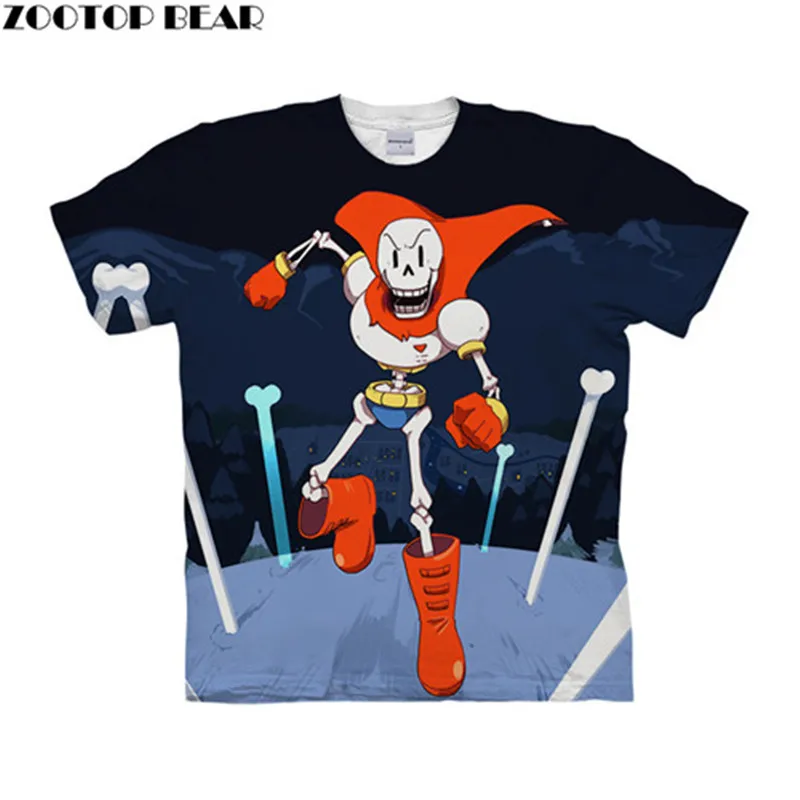 Футболка мужская с коротким рукавом повседневная тенниска 3D-принтом Bone Foot Undertale