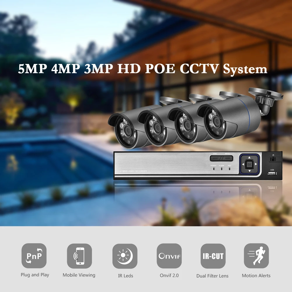 Gadinan CCTV Аудио система безопасности 4CH 5MP POE NVR комплект Hi3516EV300 4MP 3MP домашняя уличная