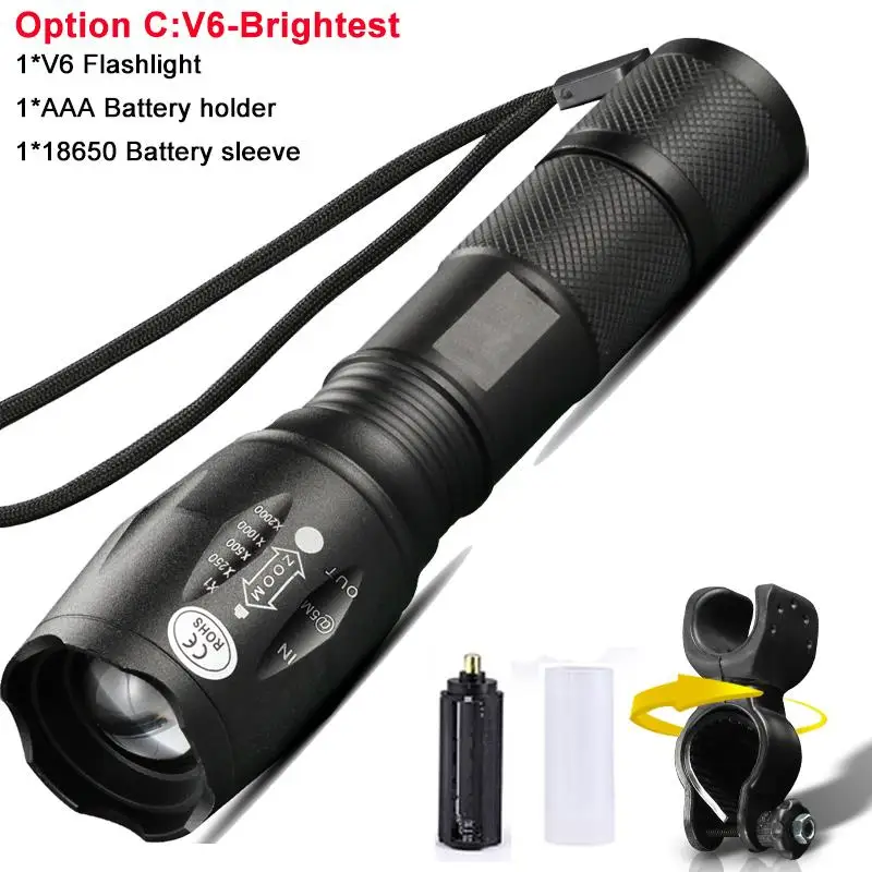 V6-10000Lumens Светодиодный велосипедный светильник водонепроницаемый T6 L2 V6 ультра brightbike светильник 5 светильник ing Режим масштабирования флэш-светильник для верховой езды светильник Аксессуары для велосипеда - Цвет: V6-10000Lumens