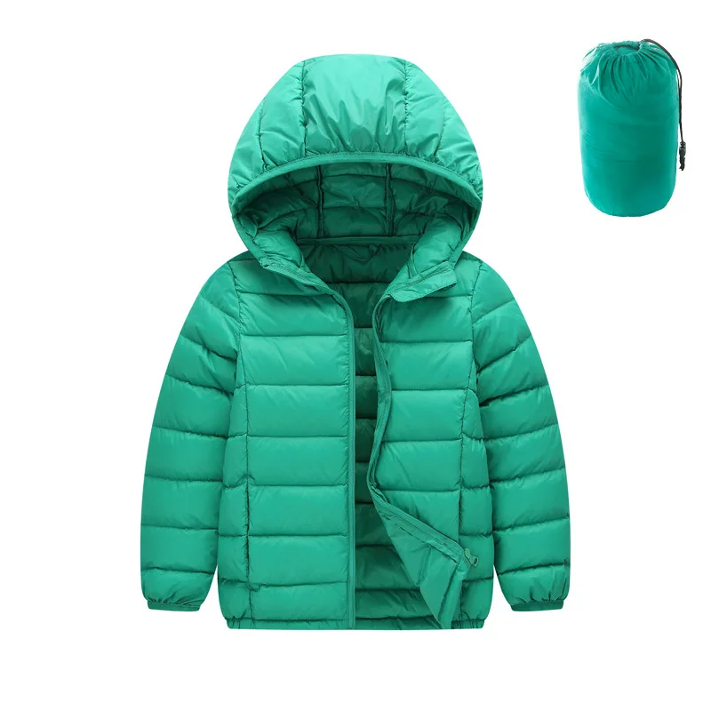 Forest Green BEEBILLY/От 2 до 14 лет, ультра-светильник, пуховик для мальчиков и девочек, парки на утином пуху 90% г., зимнее теплое Детское пальто Одежда для больших мальчиков и девочек - Color: Forest Green