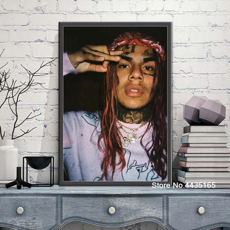 Синий Tekashi 6ix9ine певица плакат Ники Минаж плакаты и принты стены книги по искусству украшения холст картины для гостиная домашний декор - Цвет: Синий