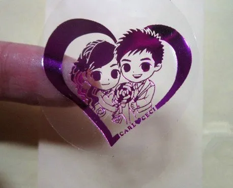 На заказ фиолетовый цвет фольга прозрачный клей ПВХ наклейки этикетки печать