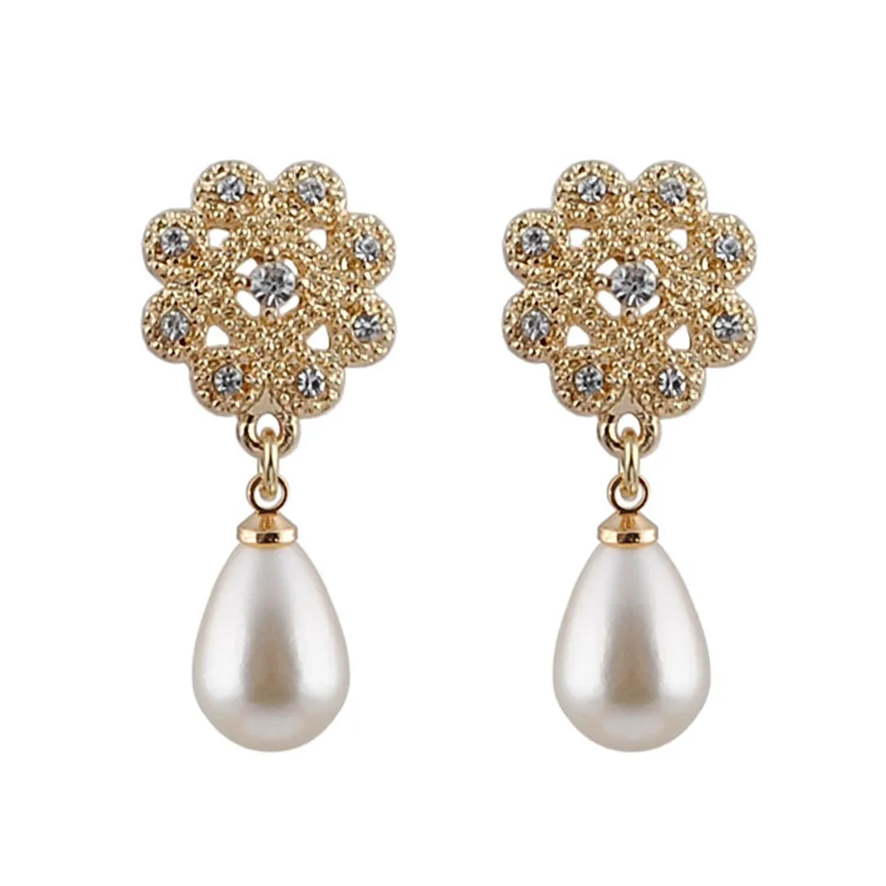 

New Spring Simulated Pearl Bridal Drop Earrings for Women