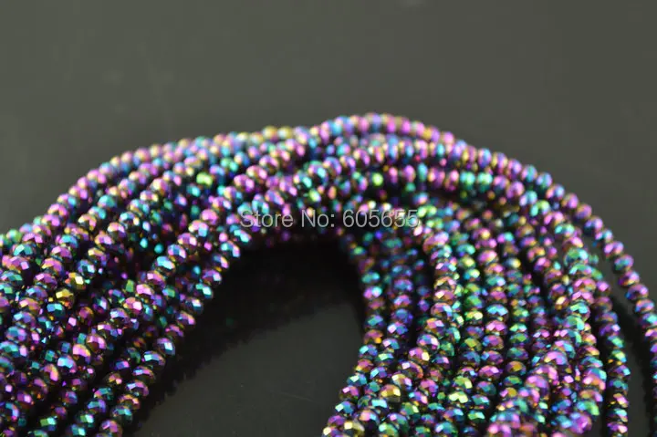 

2mm Glass Crystal Metallic Rainbow Muti color Plated Faceted Rondelle Quartz Spacer Beads fit Fashion Jewelry Necklace Making
