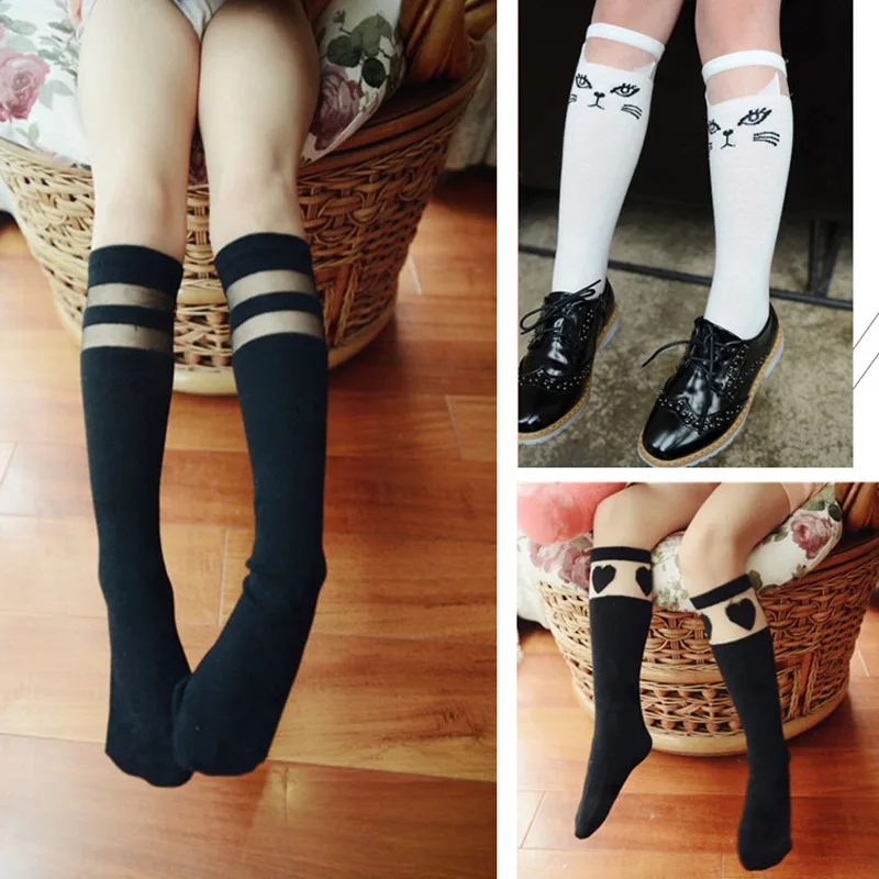 Для маленьких детей с котом для Гольфы девочек школьные колготки из хлопка