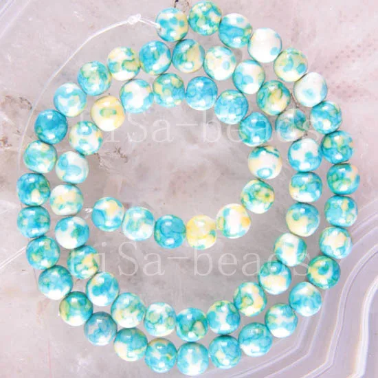 Модные украшения 6 мм круглые свободные шарики синего цвета 15 5 дюйма A566 |